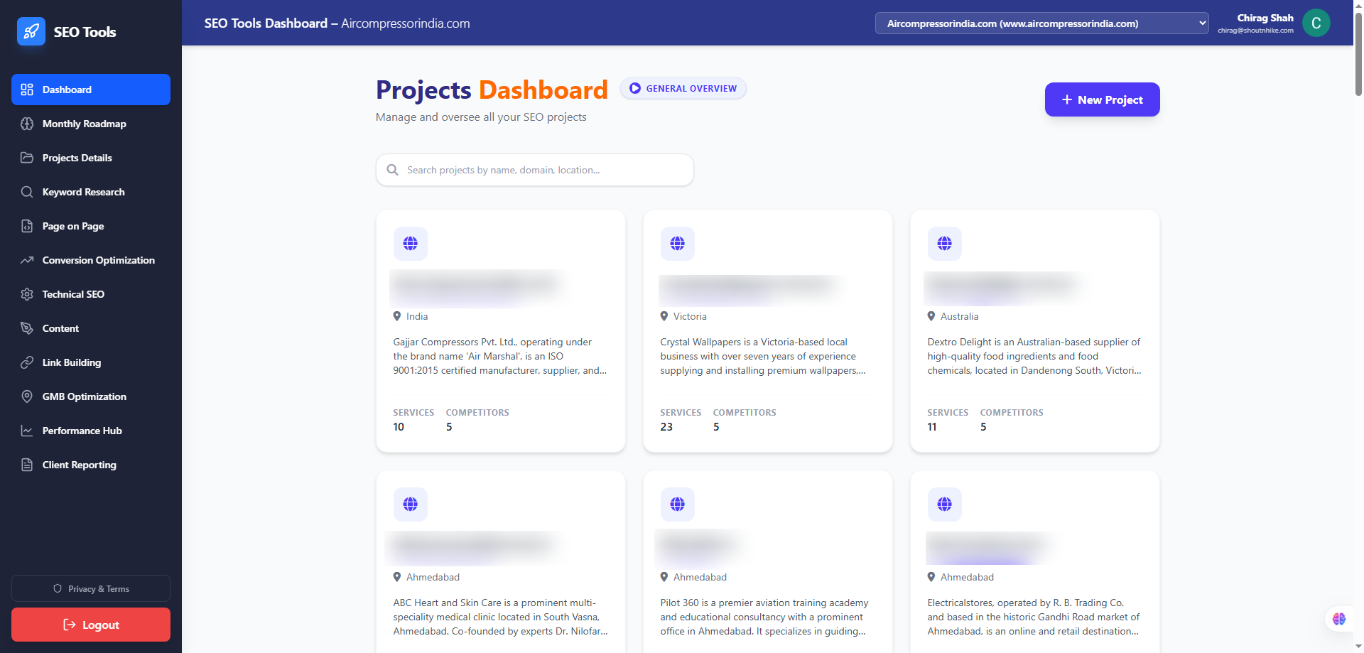 SEO Dashboard Screenshot
